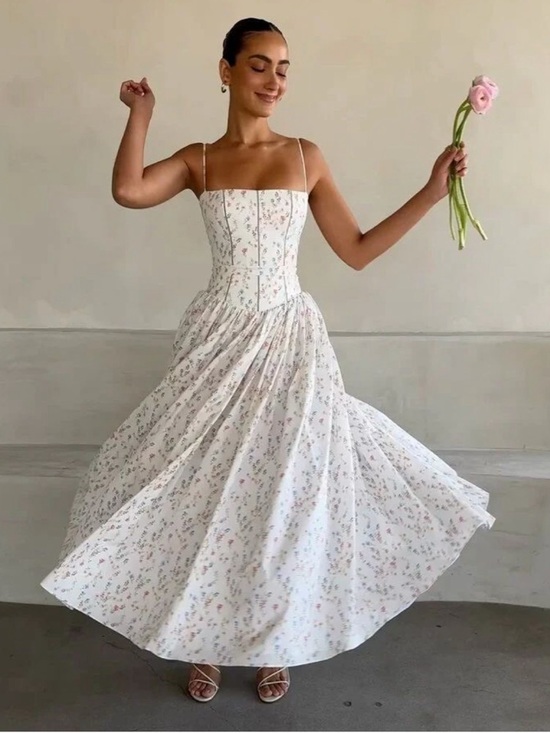 House of CB Dresses & Skirts - HOUSE OF CB' Ysabella' White Posy Print Cotton Maxi Sundress NWOT